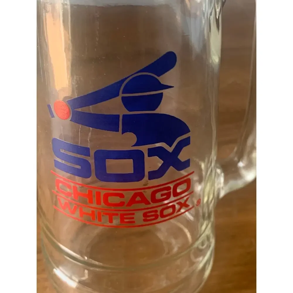 Chicago White Sox MLB Vintage Beer Glass Stein Fisher Nuts Promo Mug O’Nuts 80s